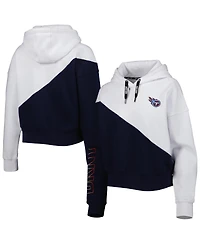 Women's Dkny Sport White, Navy Tennessee Titans Bobbi Color Blocked Pullover Hoodie