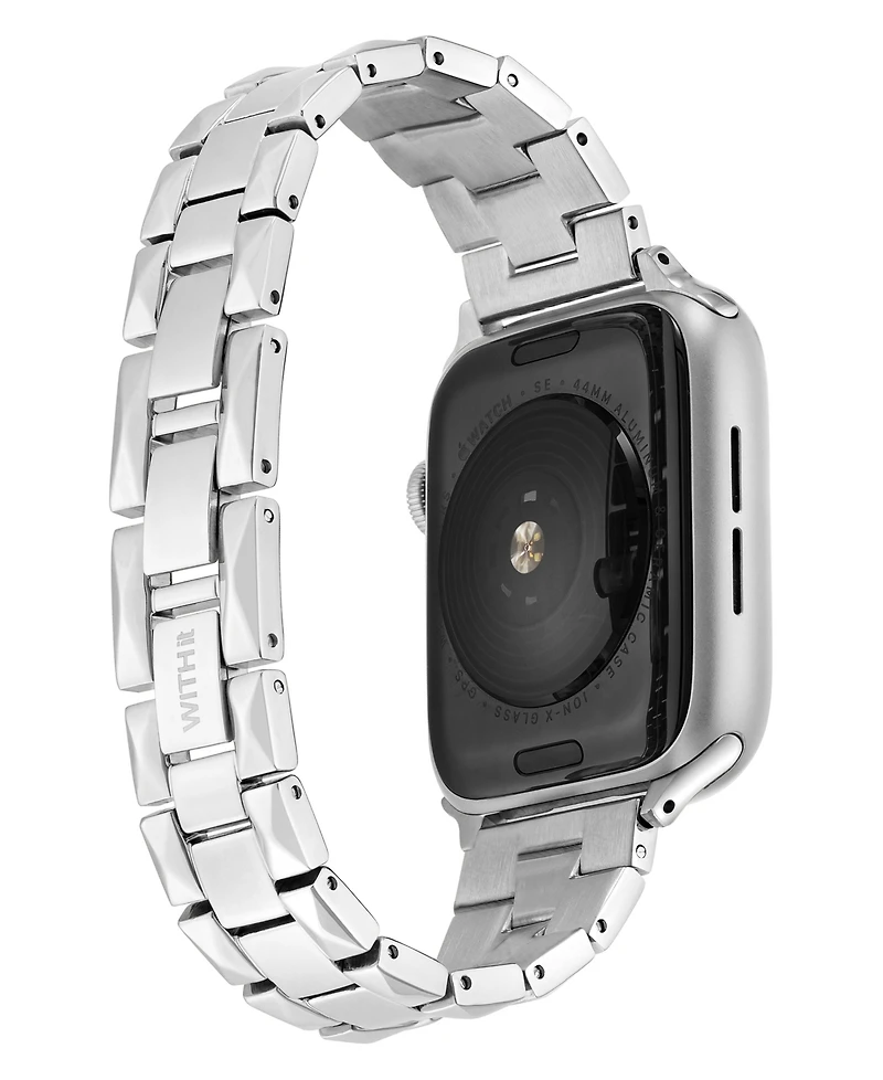 WITHit Silver-Tone Stainless Steel Pyramid Bracelet designed for Apple Watch 42mm (Series 10) & 38/40/41mm