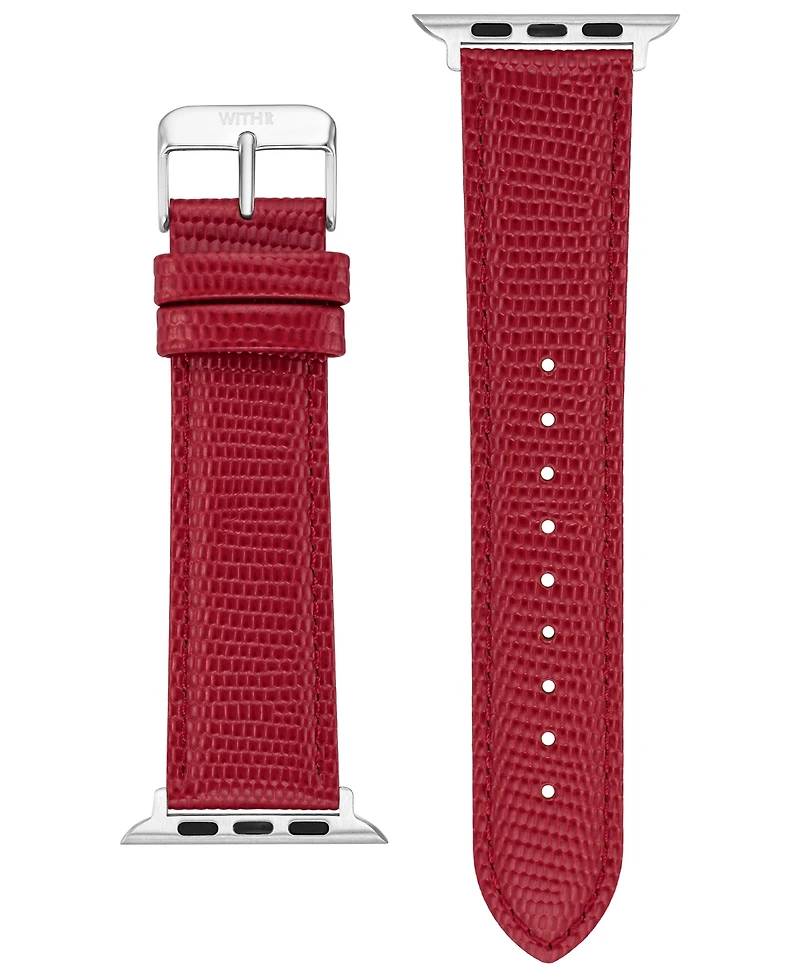 WITHit Red Genuine Lizard Grain Leather Band designed for Apple Watch 42mm (Series 10) & 38/40/41mm