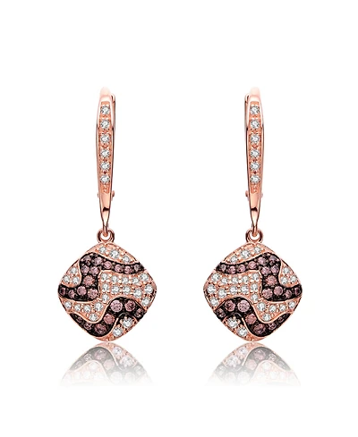 Sterling Silver 18K Rose Gold Plating Cubic Zirconia Square Designed Earring