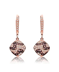 Sterling Silver 18K Rose Gold Plating Cubic Zirconia Square Designed Earring