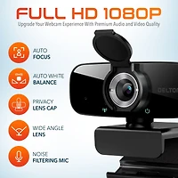 Delton 20X Professional Computer Headset w/ Auto Pairing Usb Dongle and 1080p Webcam