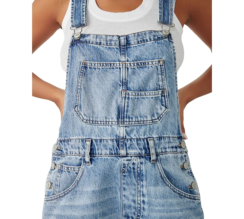 Free People Women's Ziggy Cotton Adjustable-Straps Shortalls