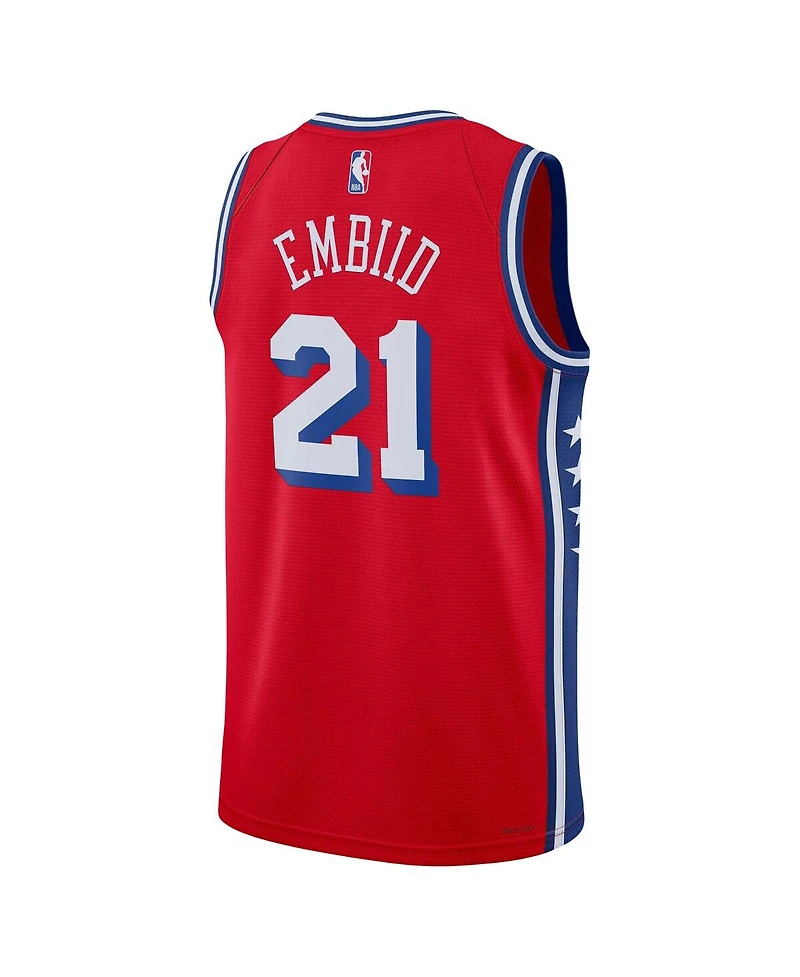 Men's Jordan Joel Embiid Red Philadelphia 76ers 2022/23 Statement Edition Swingman Jersey