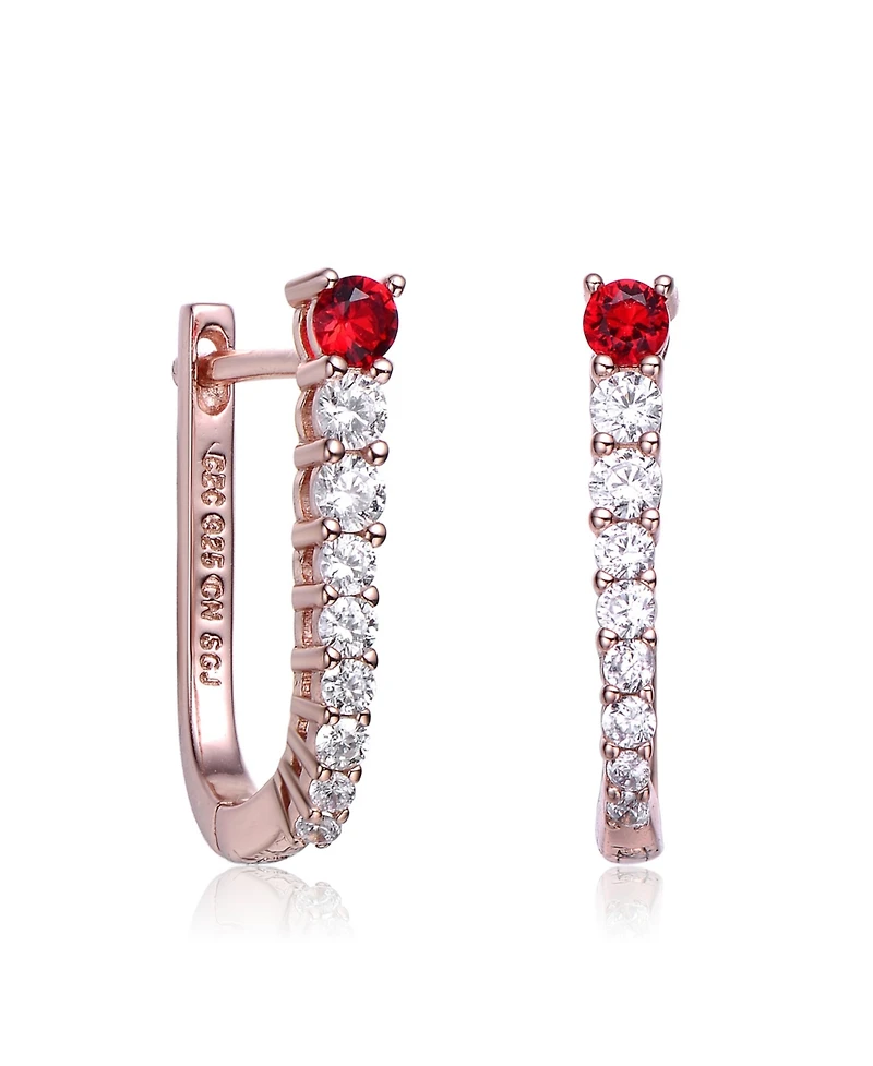 Sterling Silver Cubic Zirconia U-Shaped Huggie Hoop Earrings