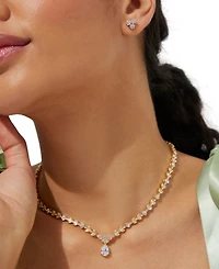 Eliot Danori Cubic Zirconia Pave Leaf Necklace, Created for Macy's