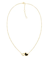 Tommy Hilfiger Enamel Heart Necklace in 18K Carnation Gold Plated