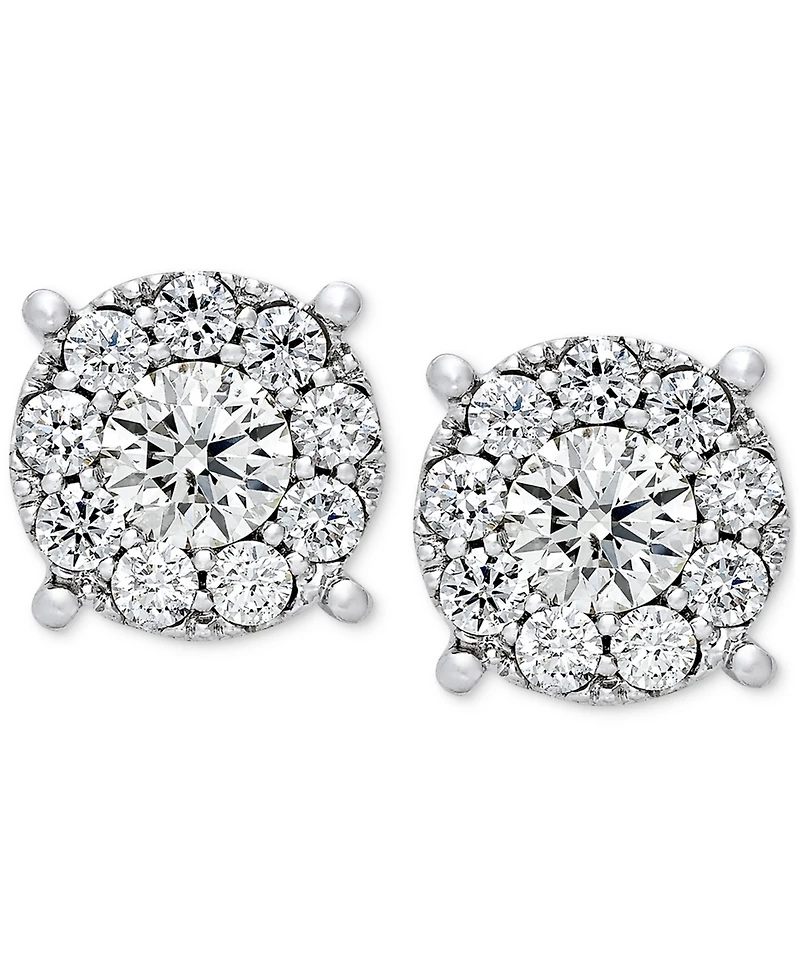 Diamond Cluster Stud Earrings (1/2 ct. t.w.) in 14k White Gold