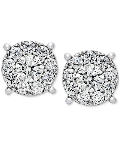 Diamond Cluster Stud Earrings (1/2 ct. t.w.) in 14k White Gold