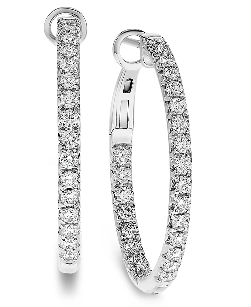 Diamond & Out Hoop Earrings (1 ct. t.w.) 14k Gold