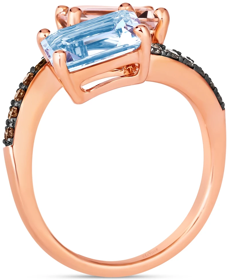 Le Vian Multi-Gemstone (3-5/8 ct. t.w.) & Diamond (1/5 ct. t.w.) Bypass Ring in 14k Rose Gold
