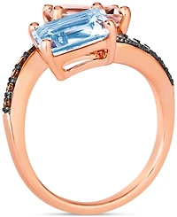 Le Vian Multi-Gemstone (3-5/8 ct. t.w.) & Diamond (1/5 ct. t.w.) Bypass Ring in 14k Rose Gold