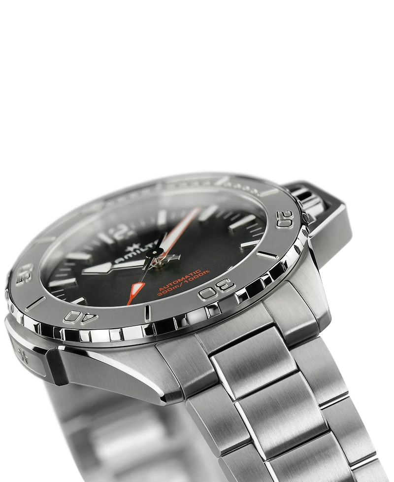 Hamilton Men's Swiss Automatic Khaki Navy Frogman Stainless Steel Bracelet Watch 46mm