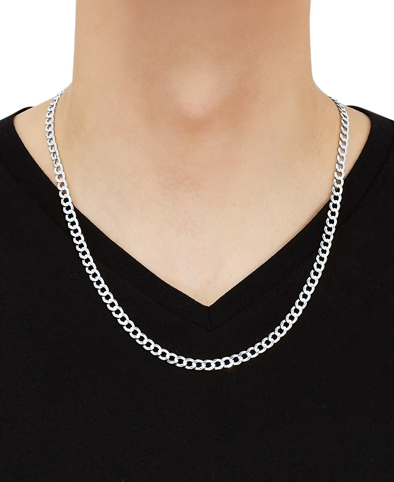 Polished Solid Flat Curb Link 22" Chain Necklace in 14k Gold-Plated Sterling Silver & Sterling Silver