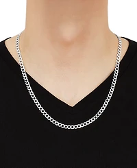 Polished Solid Flat Curb Link 22" Chain Necklace in 14k Gold-Plated Sterling Silver & Sterling Silver