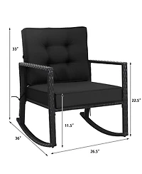 Costway Patio Rattan Rocker Chair Outdoor Glider Rocking Cushion Lawn