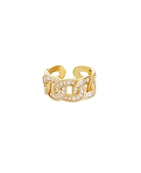Ettika Adjustable Cubic Zirconia 18K Gold Plated Link Ring
