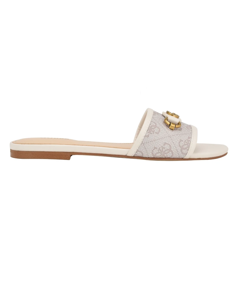 Guess Women's Hammi One Band with Logo and Hardware Flat Sandals