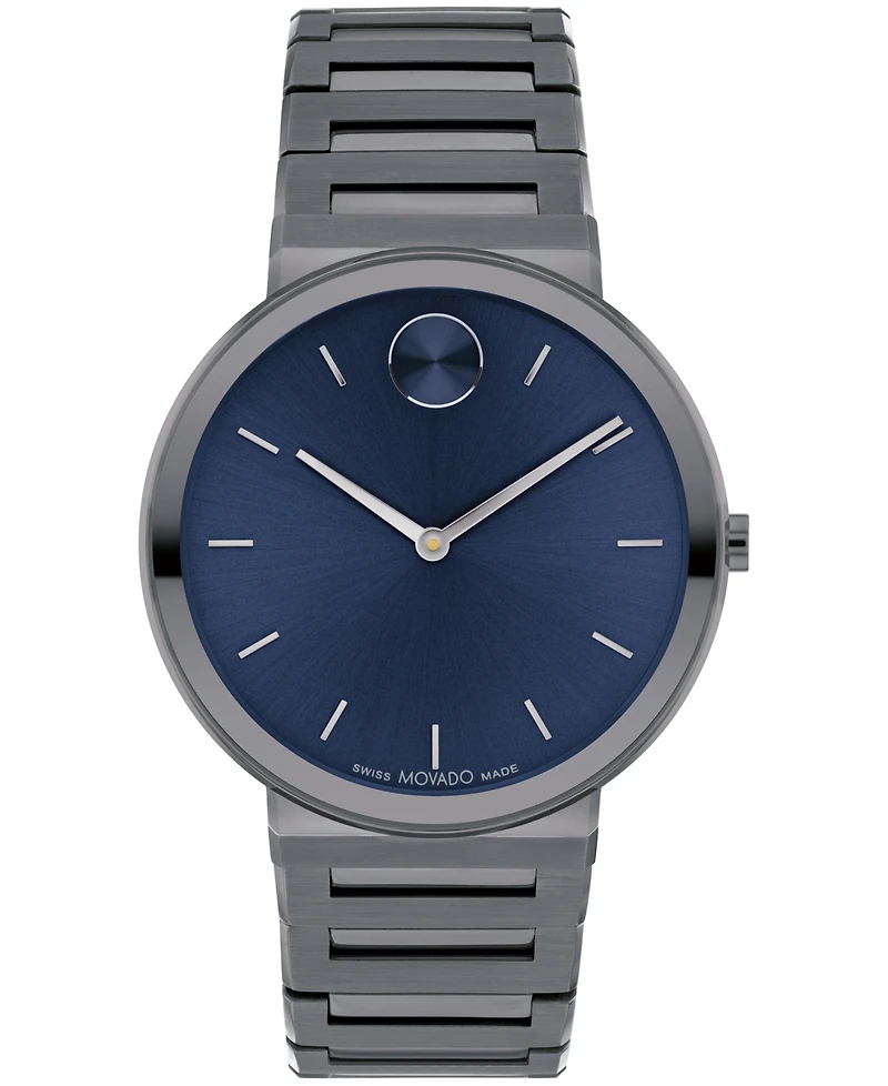 Movado Men's Bold Horizon Swiss Quartz Ionic Plated Gray Steel Watch 40mm