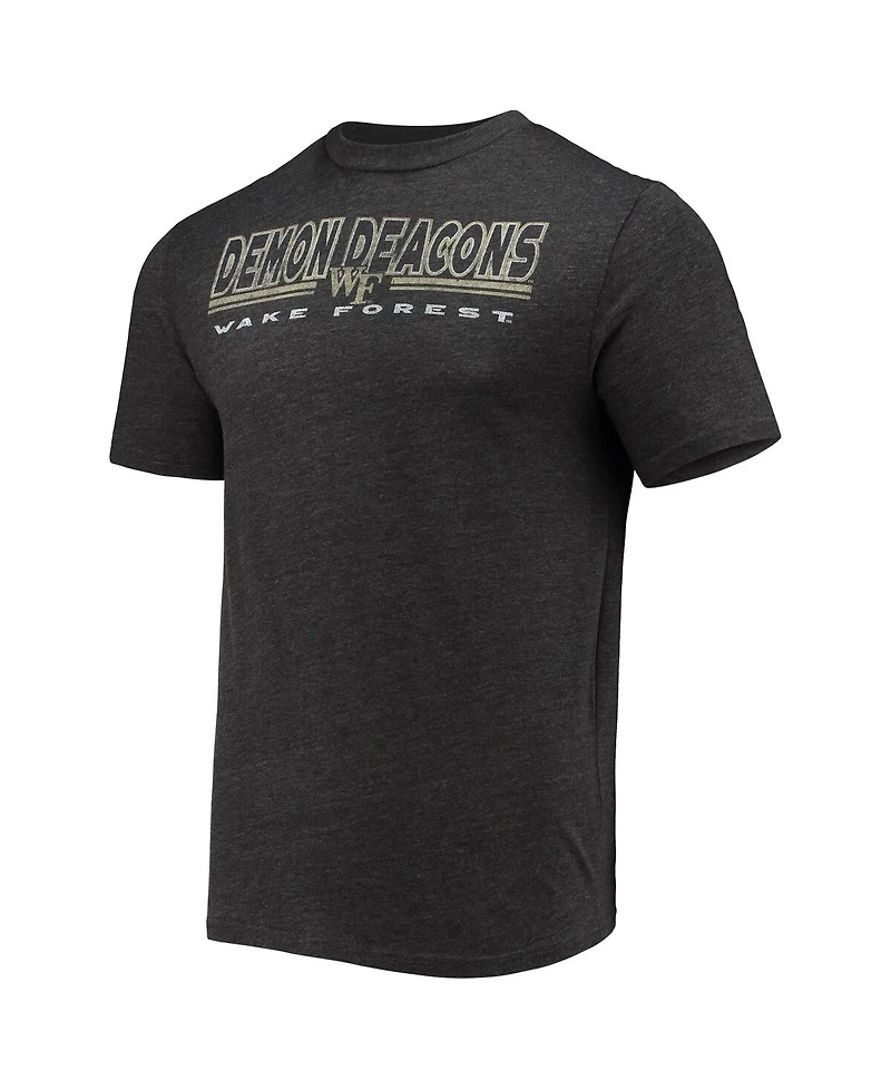 Men's Concepts Sport Heathered Charcoal, Black Wake Forest Demon Deacons Meter T-shirt and Pants Sleep Set