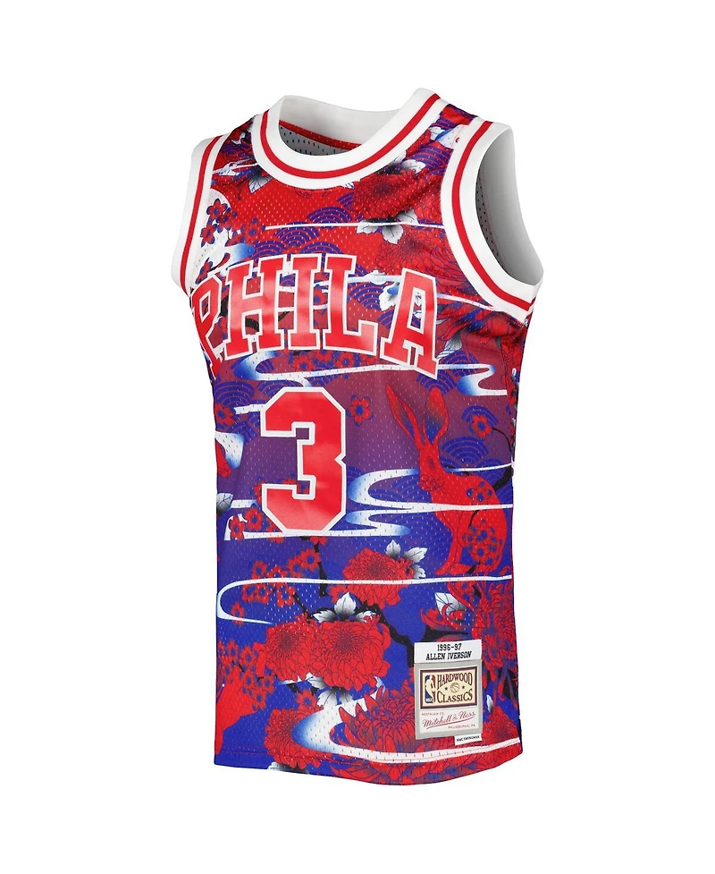 Men's Mitchell & Ness Allen Iverson Red Philadelphia 76ers Hardwood Classics Lunar New Year Swingman Jersey