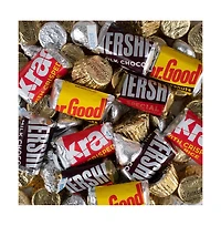 Just Candy Easter Chocolate Gift Tin - Plastic Tin with Candy Hershey's Kisses, Hershey's Miniatures & Reese's Peanut Butter Cups