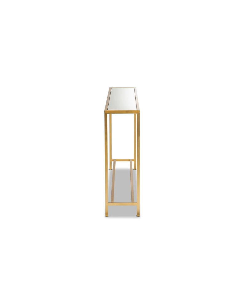 Baxton Studio Alessa Modern and Contemporary Glam 59.9" Finished Metal and Mirrored Glass Console Table