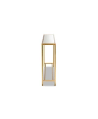 Baxton Studio Alessa Modern and Contemporary Glam 59.9" Finished Metal and Mirrored Glass Console Table