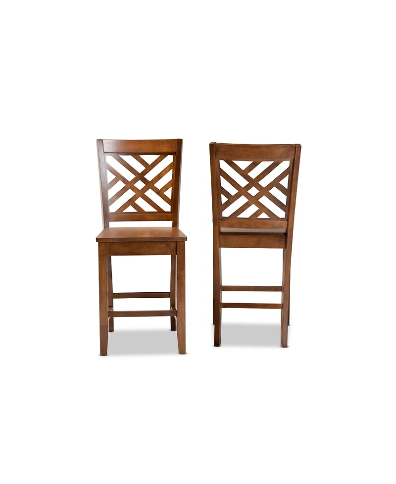 Baxton Studio Caron Modern and Contemporary Transitional 2-Piece Finished Wood Counter Stool Set