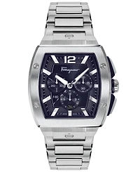 Salvatore Ferragamo Men's Swiss Chronograph F-80 Tonneau Stainless Steel Bracelet Watch 42mm