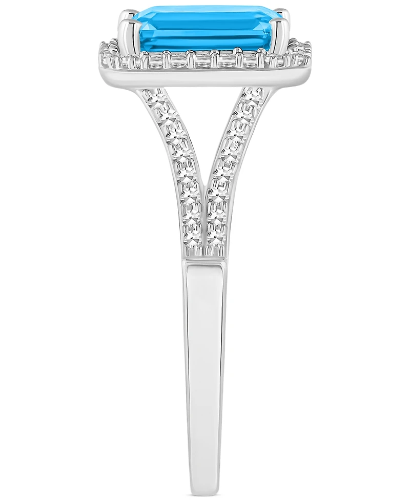 Amethyst (1-5/8 ct. t.w.) & Diamond (1/4 Split Shank Ring Sterling Silver (Also Citrine, Garnet, Peridot, Blue Topaz)