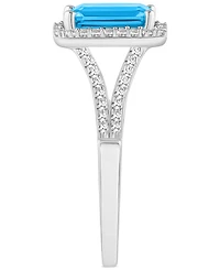 Amethyst (1-5/8 ct. t.w.) & Diamond (1/4 Split Shank Ring Sterling Silver (Also Citrine, Garnet, Peridot, Blue Topaz)