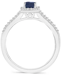 Emerald (1/2 ct. t.w.) & Diamond (1/4 Split Shank Ring Sterling Silver (Also Ruby Sapphire)