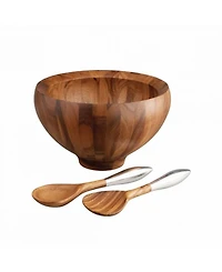 Nambe Yaro 3 Piece Wood Salad Bowl with Servers