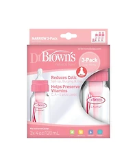 Dr. Browns Natural Flow Anti-Colic Baby Bottles, Pink, 4oz, 3 Pack