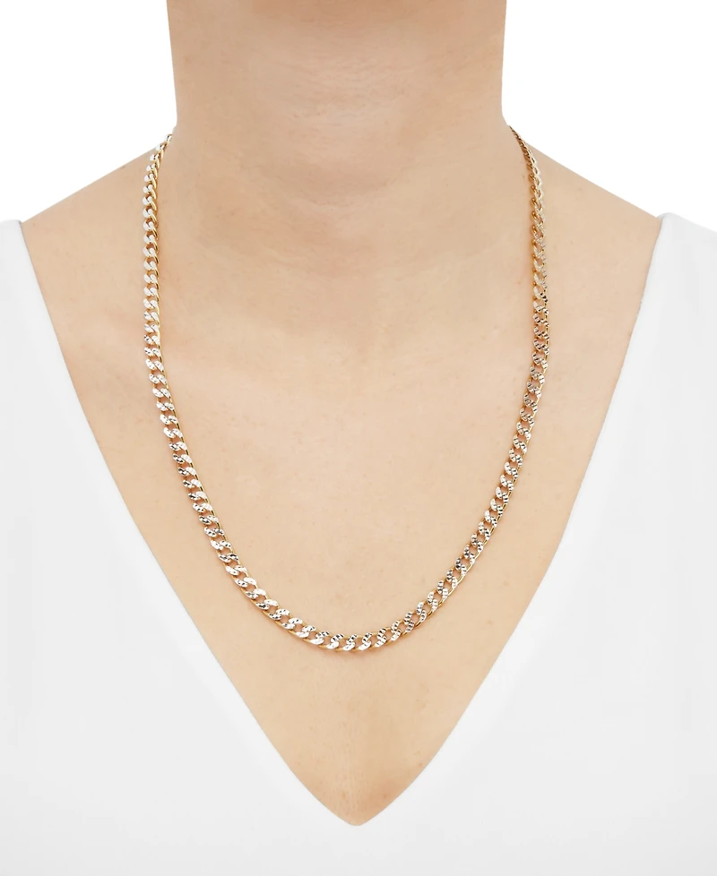 Two-Tone Curb Link 22" Chain Necklace in Sterling Silver & 14k Gold-Plate