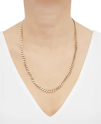 Two-Tone Curb Link 22" Chain Necklace in Sterling Silver & 14k Gold-Plate