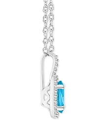 Amethyst (1-1/5 ct. t.w.) & Diamond (1/6 Oval Halo 18" Pendant Necklace Sterling Silver (Also Citrine, Garnet, Peridot, Blue Topaz)