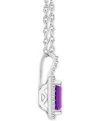 Amethyst (1-5/8 ct. t.w.) & Diamond (1/6 Halo 18" Pendant Necklace Sterling Silver (Also Citrine, Garnet, Peridot, Blue Topaz)