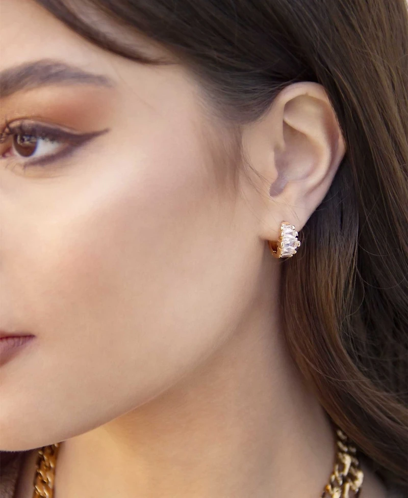 Ettika Crystal and Gold Plated Huggie Hoops