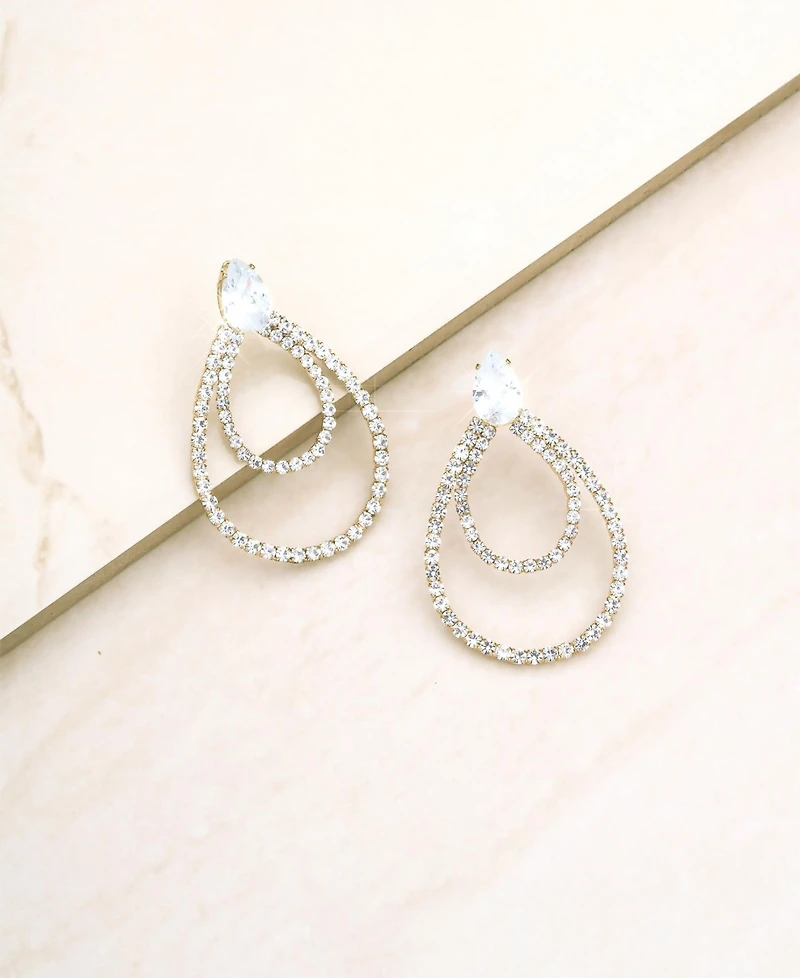 Ettika Crystal Serenity Earrings in 18K Gold Plating