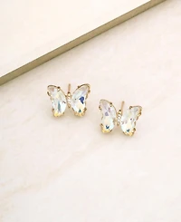 Ettika 18k Gold-Plated Crystal Butterfly Stud Earrings