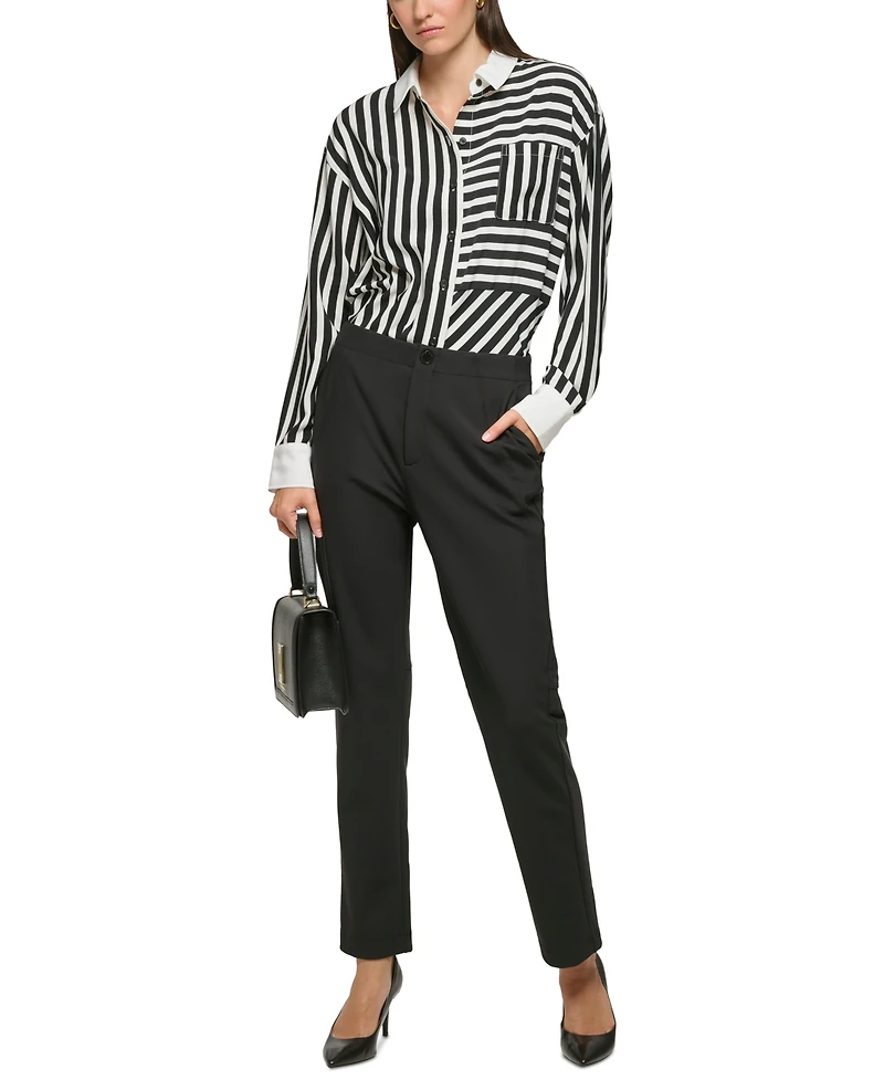 Karl Lagerfeld Paris Petite Straight-Leg Suiting Pants, First@Macy's