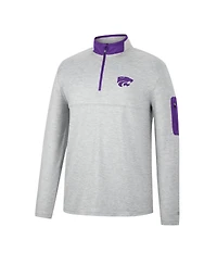 Men's Colosseum Heathered Gray, Purple Kansas State Wildcats Country Club Windshirt Quarter-Zip Jacket