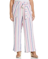 Ella Rafaella Plus Stripe Wide Leg Paper Bag Pants