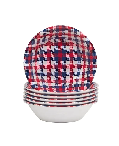 Certified International Patriotic Plaid Melamine All Purpose Bowl, Set of 6