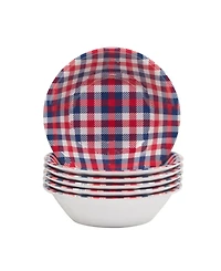 Certified International Patriotic Plaid Melamine All Purpose Bowl, Set of 6