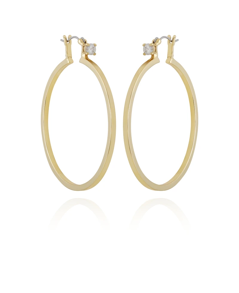 Vince Camuto Gold-Tone Cubic Zirconia Large Hoops Earrings