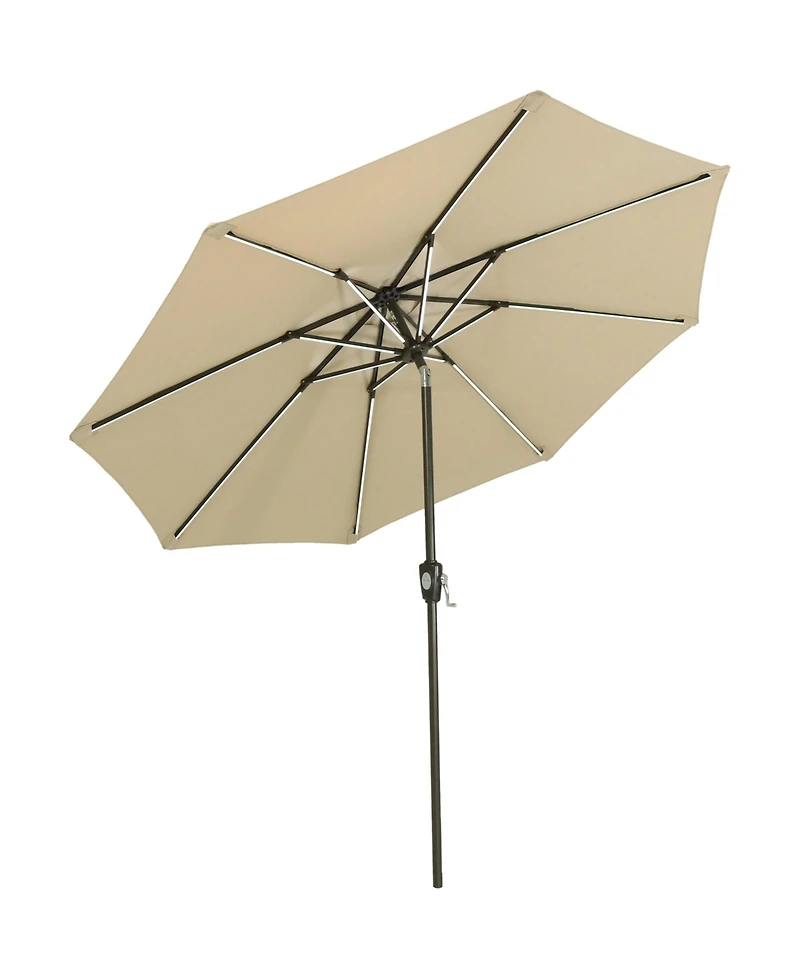 9-Foot Sunbrella Tilting Patio Umbrella with Solar Led Light Bars - Beige