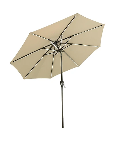 9-Foot Sunbrella Tilting Patio Umbrella with Solar Led Light Bars - Beige
